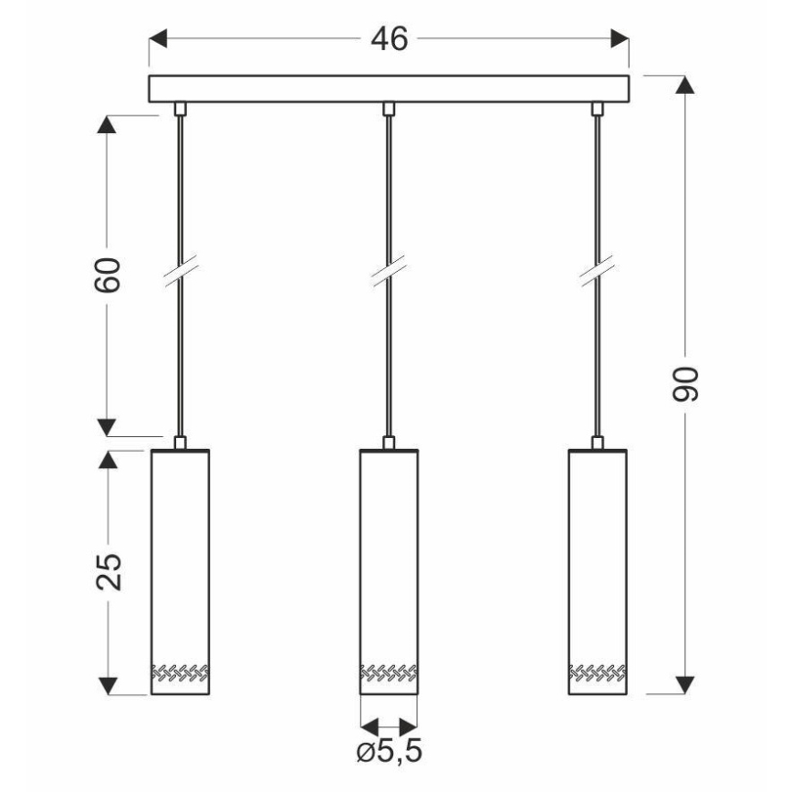 Candelabro suspenso TUBO 3xGU10/25W/230V