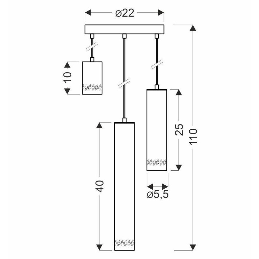 Candelabro suspenso TUBO 3xGU10/25W/230V
