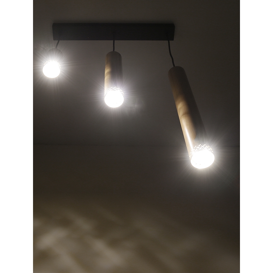 Candelabro suspenso TUBO 3xGU10/25W/230V madeira