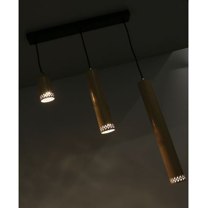 Candelabro suspenso TUBO 3xGU10/25W/230V madeira