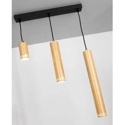 Candelabro suspenso TUBO 3xGU10/25W/230V madeira