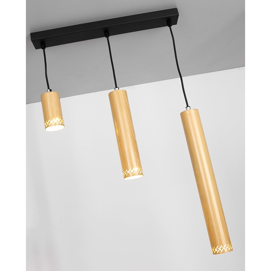 Candelabro suspenso TUBO 3xGU10/25W/230V madeira