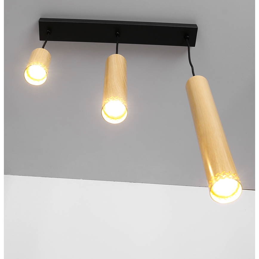 Candelabro suspenso TUBO 3xGU10/25W/230V madeira