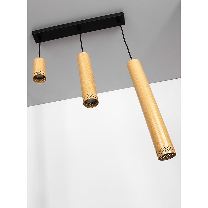 Candelabro suspenso TUBO 3xGU10/25W/230V madeira