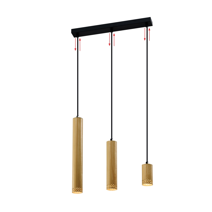 Candelabro suspenso TUBO 3xGU10/25W/230V madeira