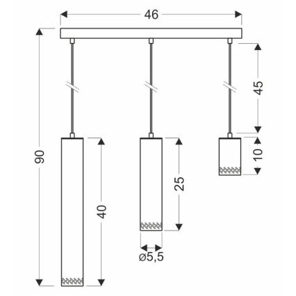 Candelabro suspenso TUBO 3xGU10/25W/230V madeira