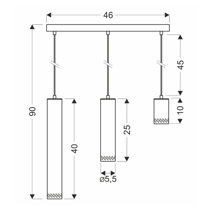 Candelabro suspenso TUBO 3xGU10/25W/230V madeira
