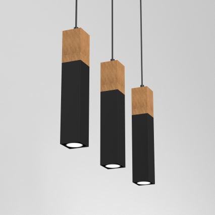 Candelabro suspenso TULUM 3xGU10/60W/230V preto