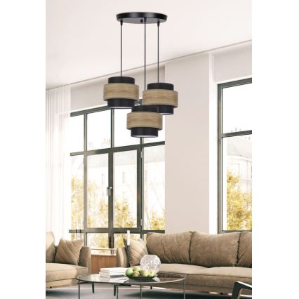 Candelabro suspenso TWIN 3xE27/40W/230V castanho/preto