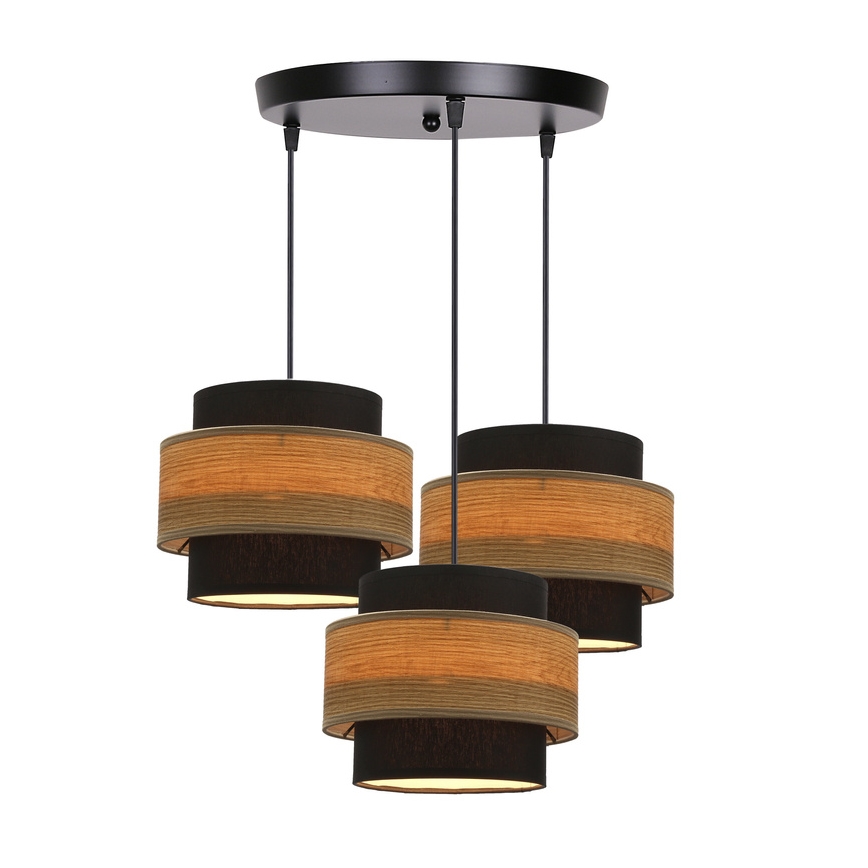 Candelabro suspenso TWIN 3xE27/40W/230V castanho/preto