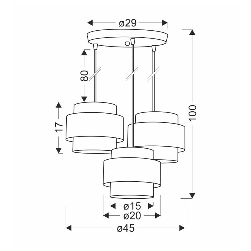 Candelabro suspenso TWIN 3xE27/40W/230V castanho/preto