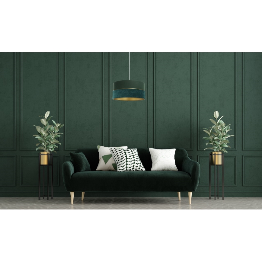 Candelabro suspenso TWIST 1xE27/60W/230V verde/dourada