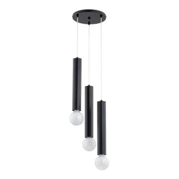 Candelabro suspenso TWISTER 3xE27/60W/230V diâmetro 28 cm preto