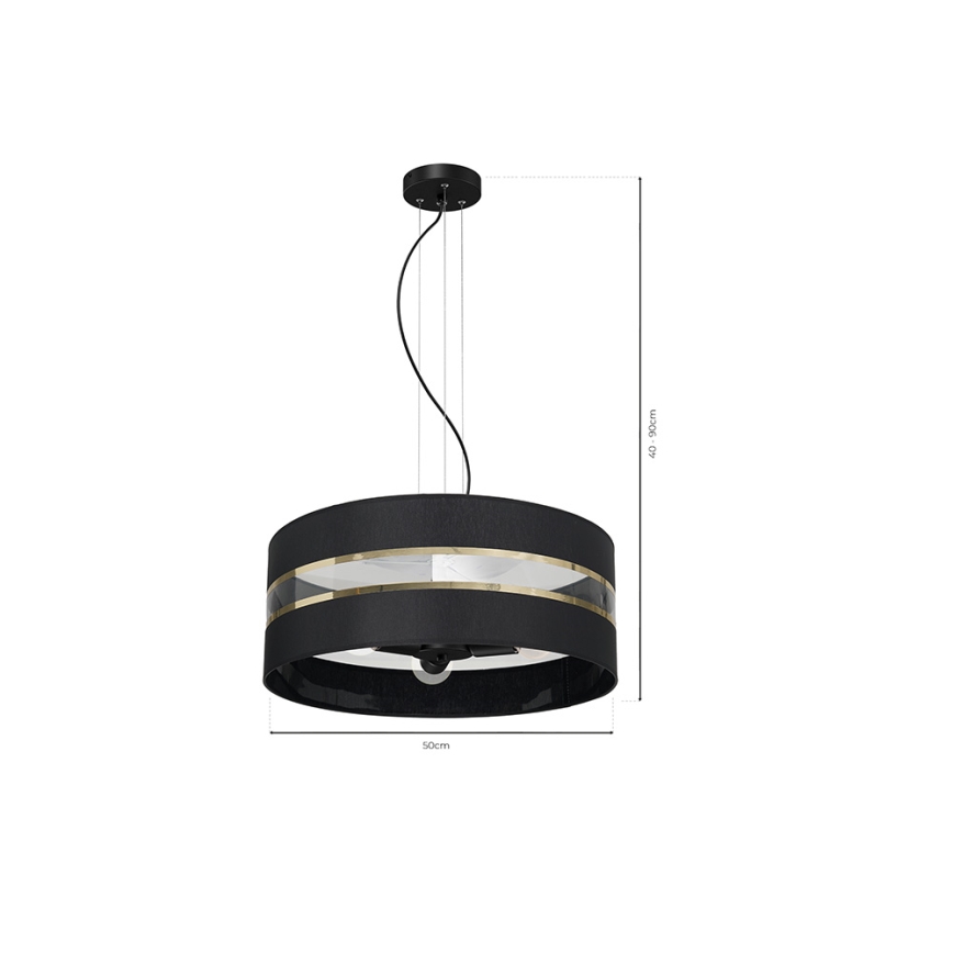 Candelabro suspenso ULTIMO 3xE27/60W/230V preto