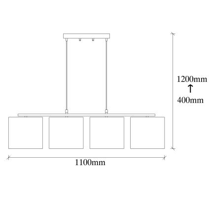 Candelabro suspenso VALIZ 4xE27/40W/230V