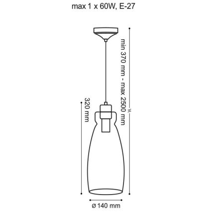Candelabro suspenso VETRO 1xE27/60W/230V faia