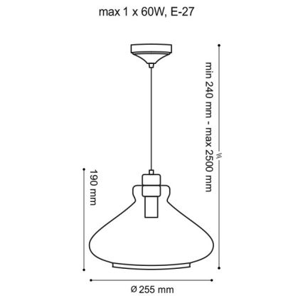 Candelabro suspenso VETRO 1xE27/60W/230V faia