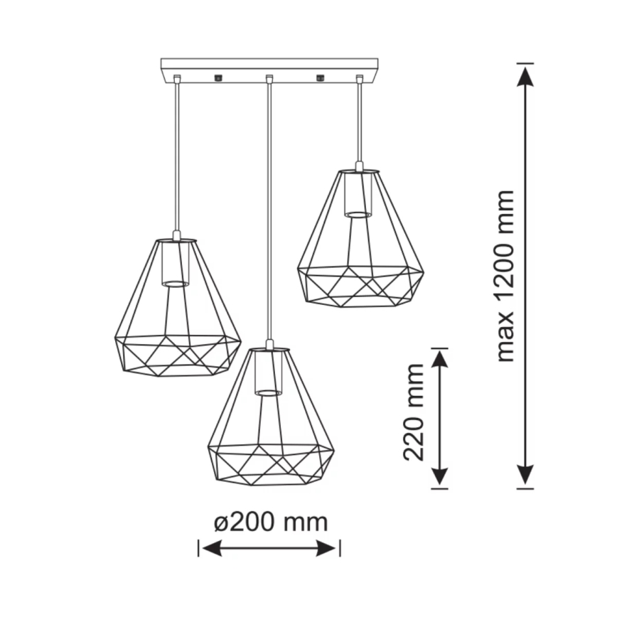 Candelabro suspenso VIGO 3xE27/20W/230V