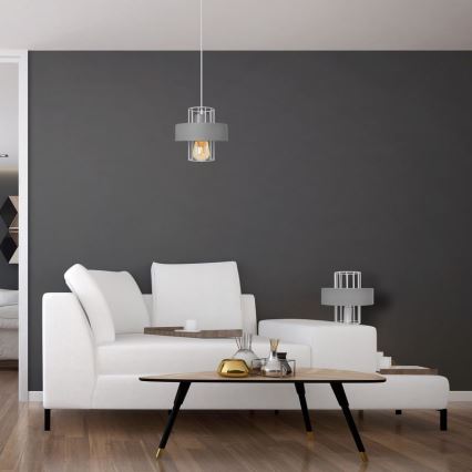 Candelabro suspenso VOLTA 1xE27/15W/230V cinzento