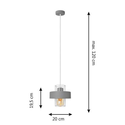 Candelabro suspenso VOLTA 1xE27/15W/230V cinzento
