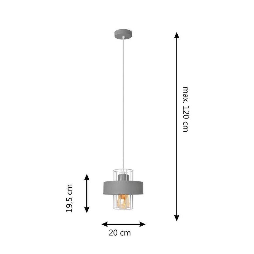 Candelabro suspenso VOLTA 1xE27/15W/230V cinzento