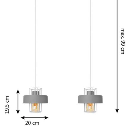 Candelabro suspenso VOLTA 2xE27/15W/230V cinzento