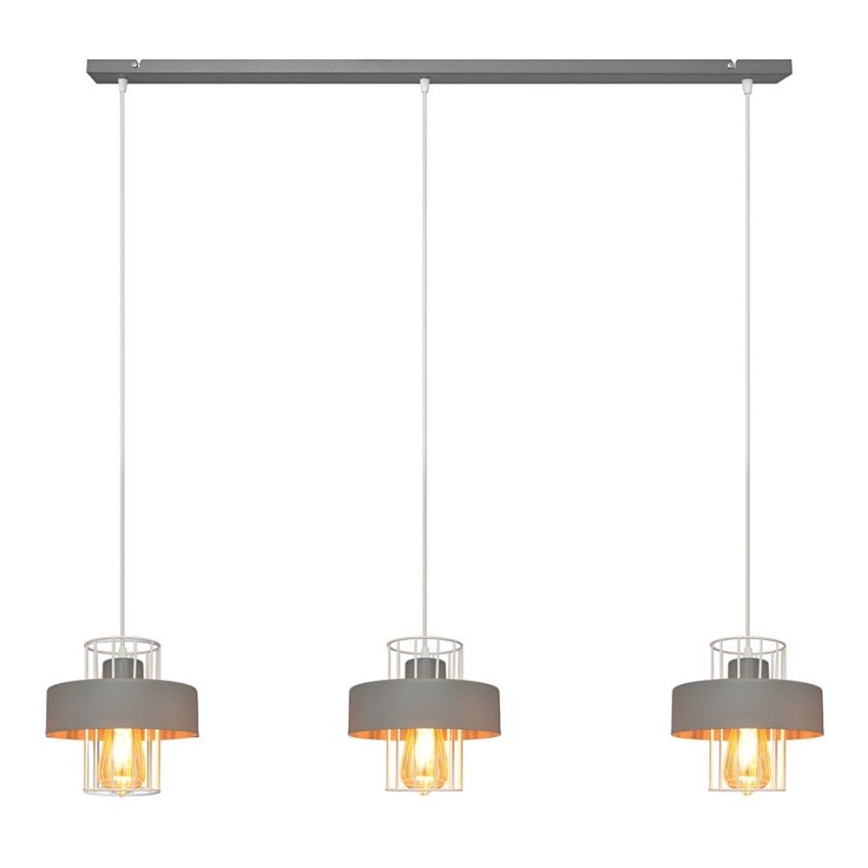 Candelabro suspenso VOLTA 3xE27/15W/230V cinzento