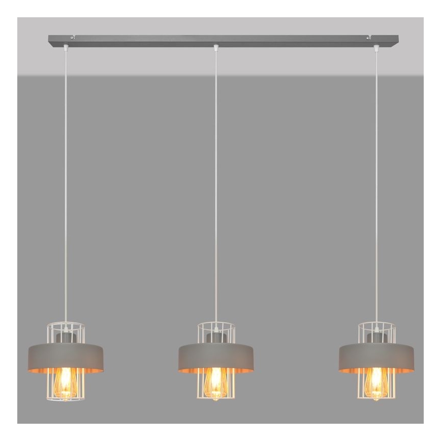 Candelabro suspenso VOLTA 3xE27/15W/230V cinzento