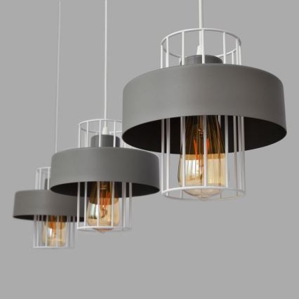 Candelabro suspenso VOLTA 3xE27/15W/230V cinzento