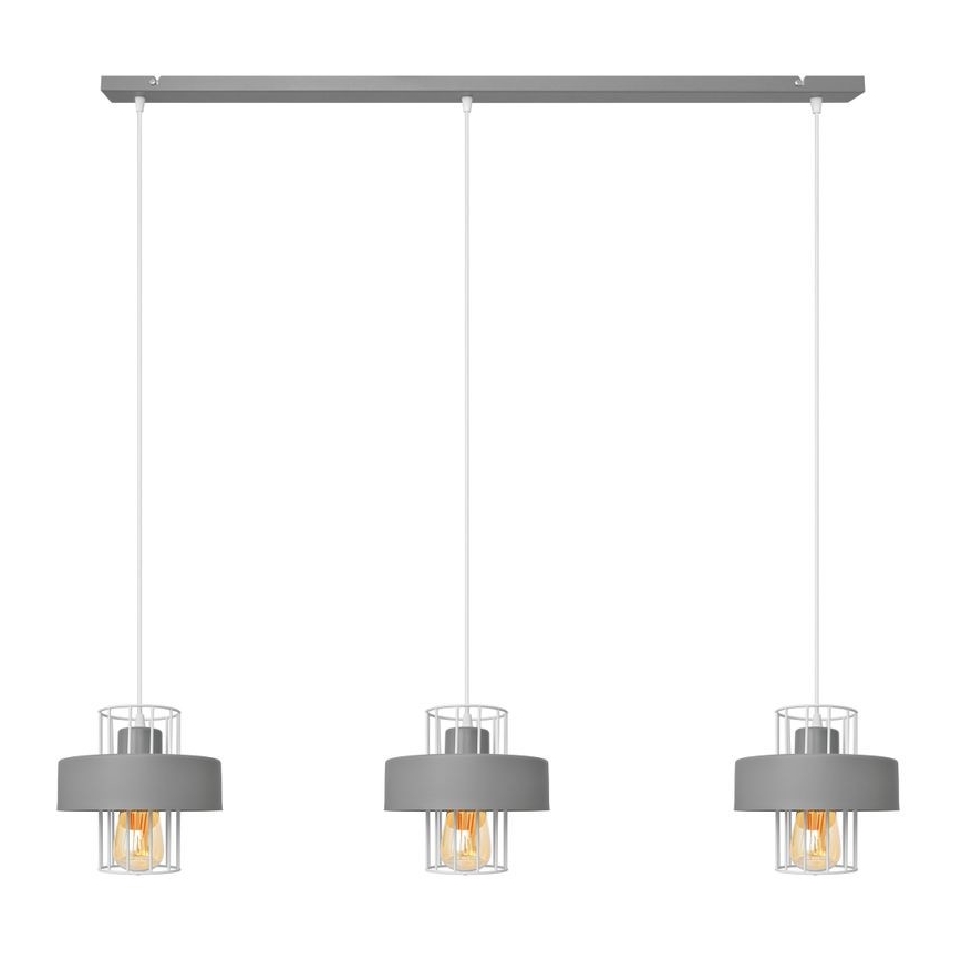 Candelabro suspenso VOLTA 3xE27/15W/230V cinzento