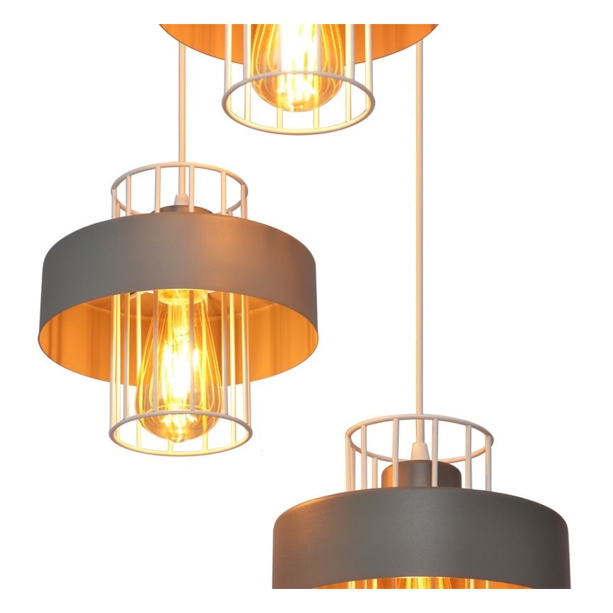 Candelabro suspenso VOLTA 3xE27/15W/230V diâmetro 42 cm cinzento
