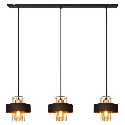 Candelabro suspenso VOLTA 3xE27/15W/230V preto/dourado