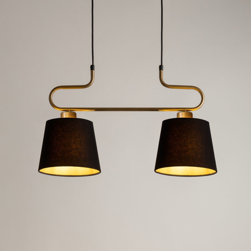 Candelabro suspenso VOLUTTO 2xE27/60W/230V preto/cobre