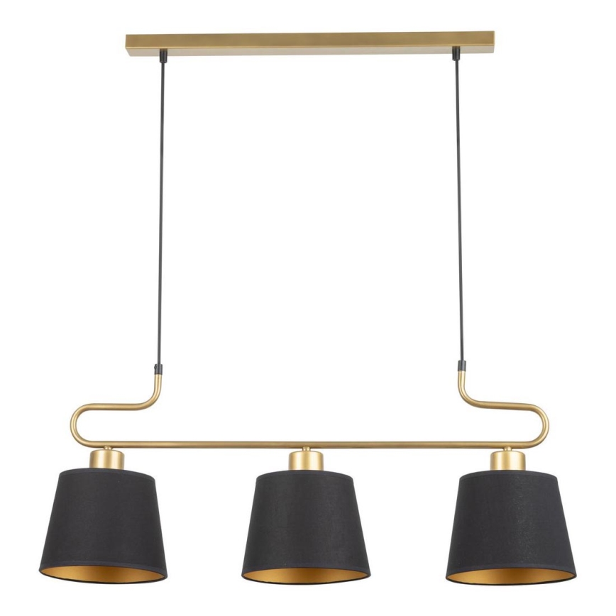 Candelabro suspenso VOLUTTO 3xE27/60W/230V preto/cobre