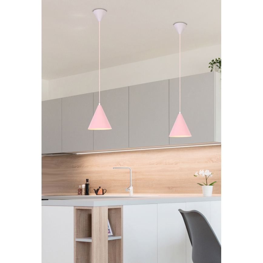 Candelabro suspenso VOSS 1xE27/40W/230V rosa/branco