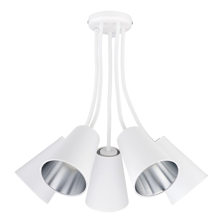 Candelabro suspenso WIRE 5xE27/15W/230V branco/prateado