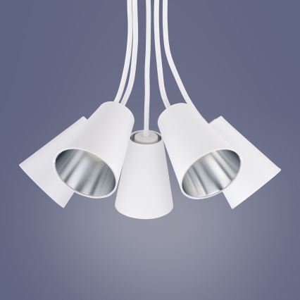 Candelabro suspenso WIRE 5xE27/15W/230V branco/prateado
