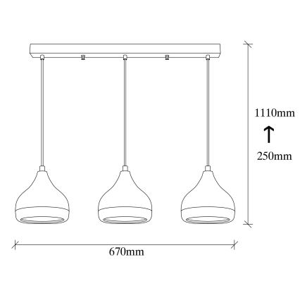 Candelabro suspenso YILDO 3xE27/40W/230V