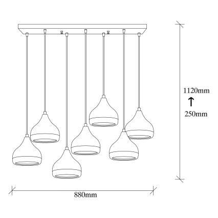 Candelabro suspenso YILDO 7xE27/40W/230V