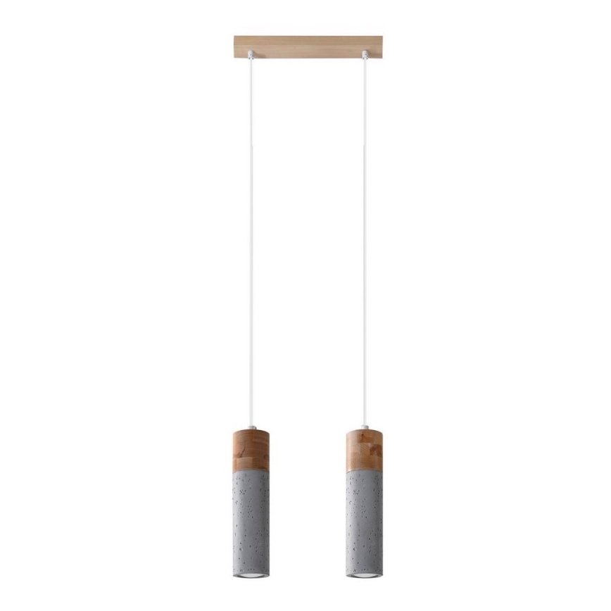 Candelabro suspenso ZANE 2xGU10/40W/230V betão/Bétula/faia