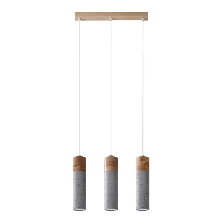 Candelabro suspenso ZANE 3xGU10/40W/230V betão/Bétula/faia