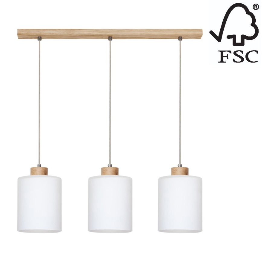 Candelabro suspenso ZEFIR 3xE27/60W/230V carvalho - certificado por FSC