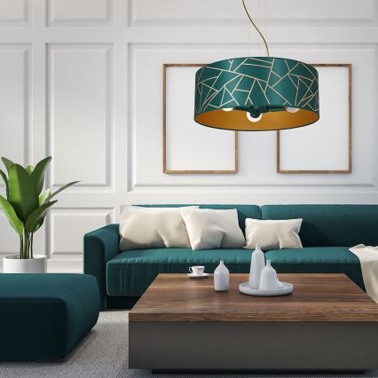 Candelabro suspenso ZIGGY 3xE27/60W/230V verde/dourado