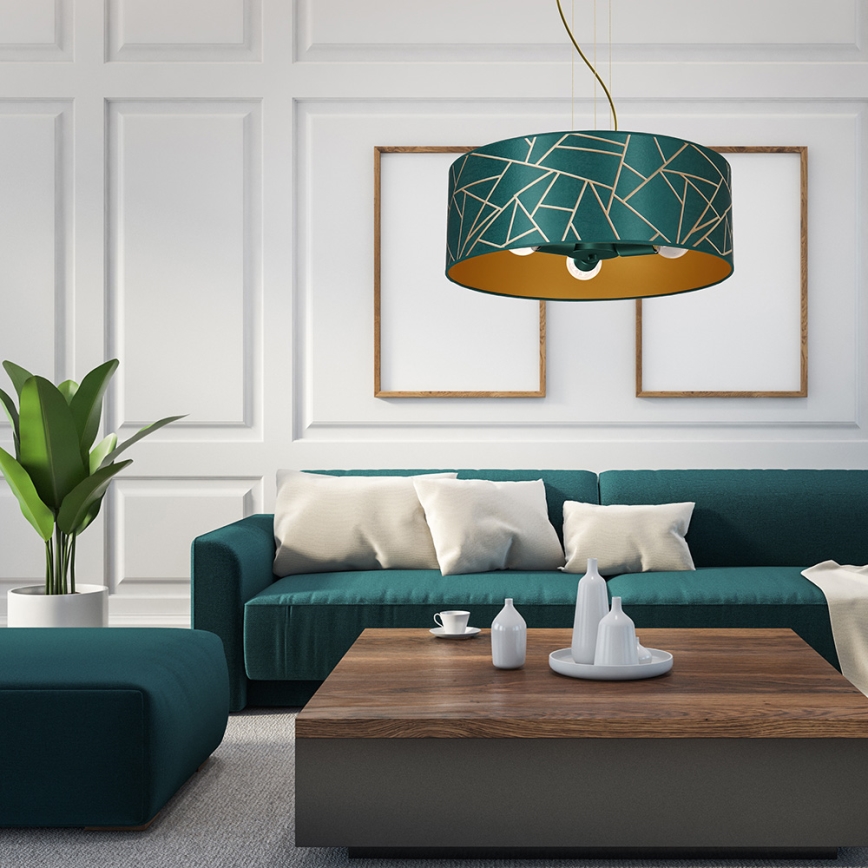 Candelabro suspenso ZIGGY 3xE27/60W/230V verde/dourado