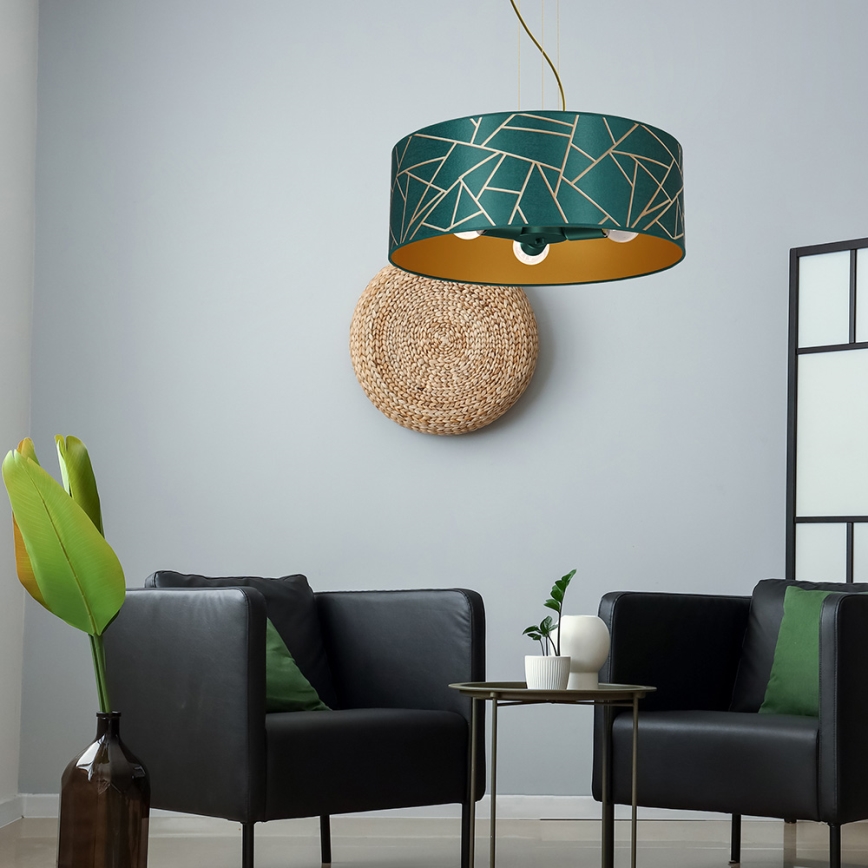 Candelabro suspenso ZIGGY 3xE27/60W/230V verde/dourado