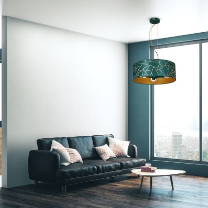 Candelabro suspenso ZIGGY 3xE27/60W/230V verde/dourado