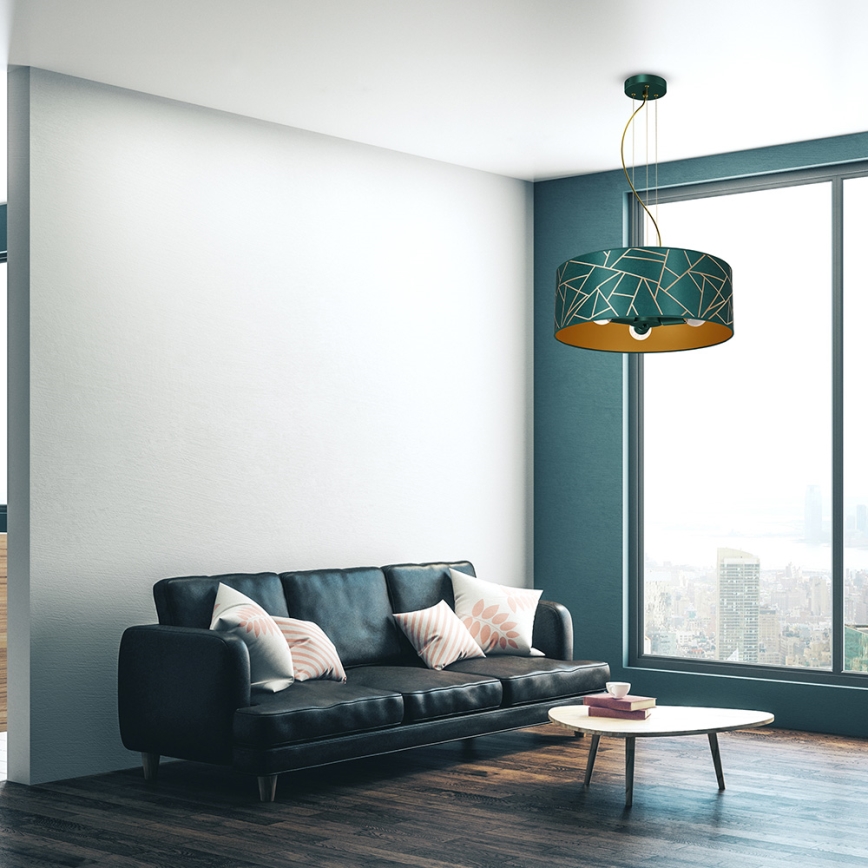 Candelabro suspenso ZIGGY 3xE27/60W/230V verde/dourado