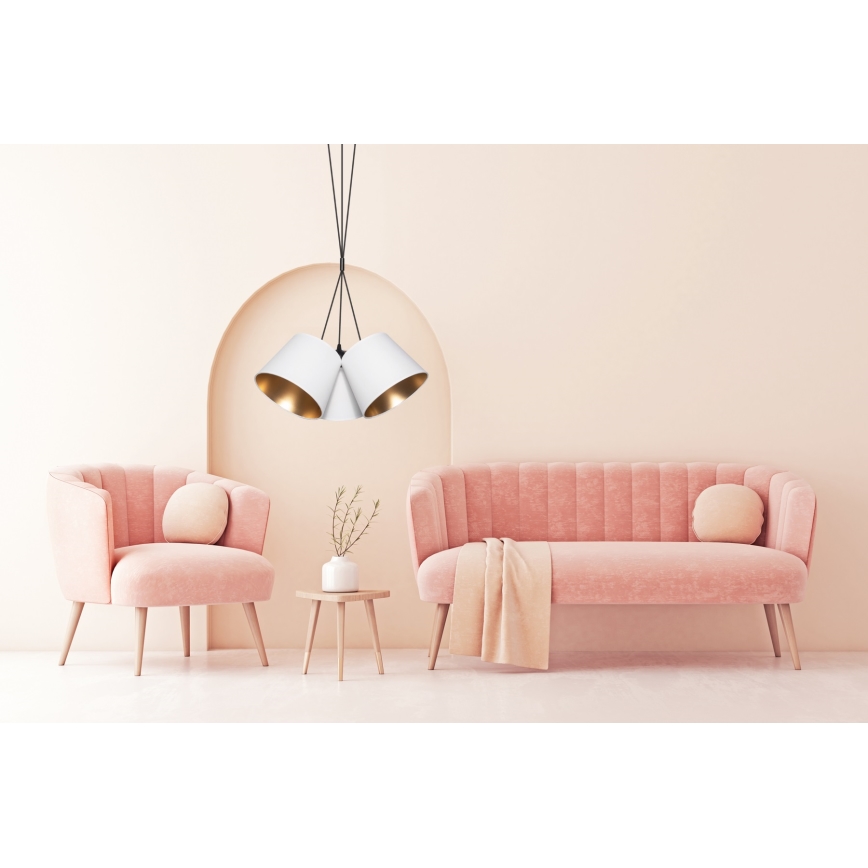 Candelabro suspenso ZOMA 3xE27/60W/260V branco/cobre