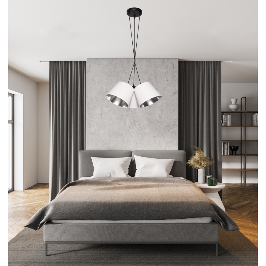 Candelabro suspenso ZOMA 3xE27/60W/260V branco/cromado brilhante