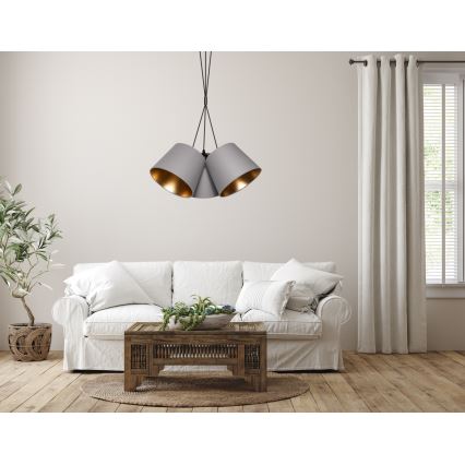 Candelabro suspenso ZOMA 3xE27/60W/260V cinzento/cobre